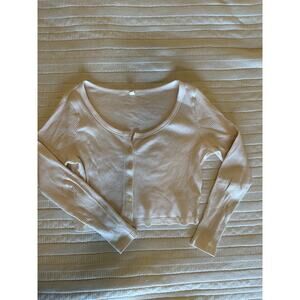 Uniqlo L Ribbed Button Front Long Sleeve